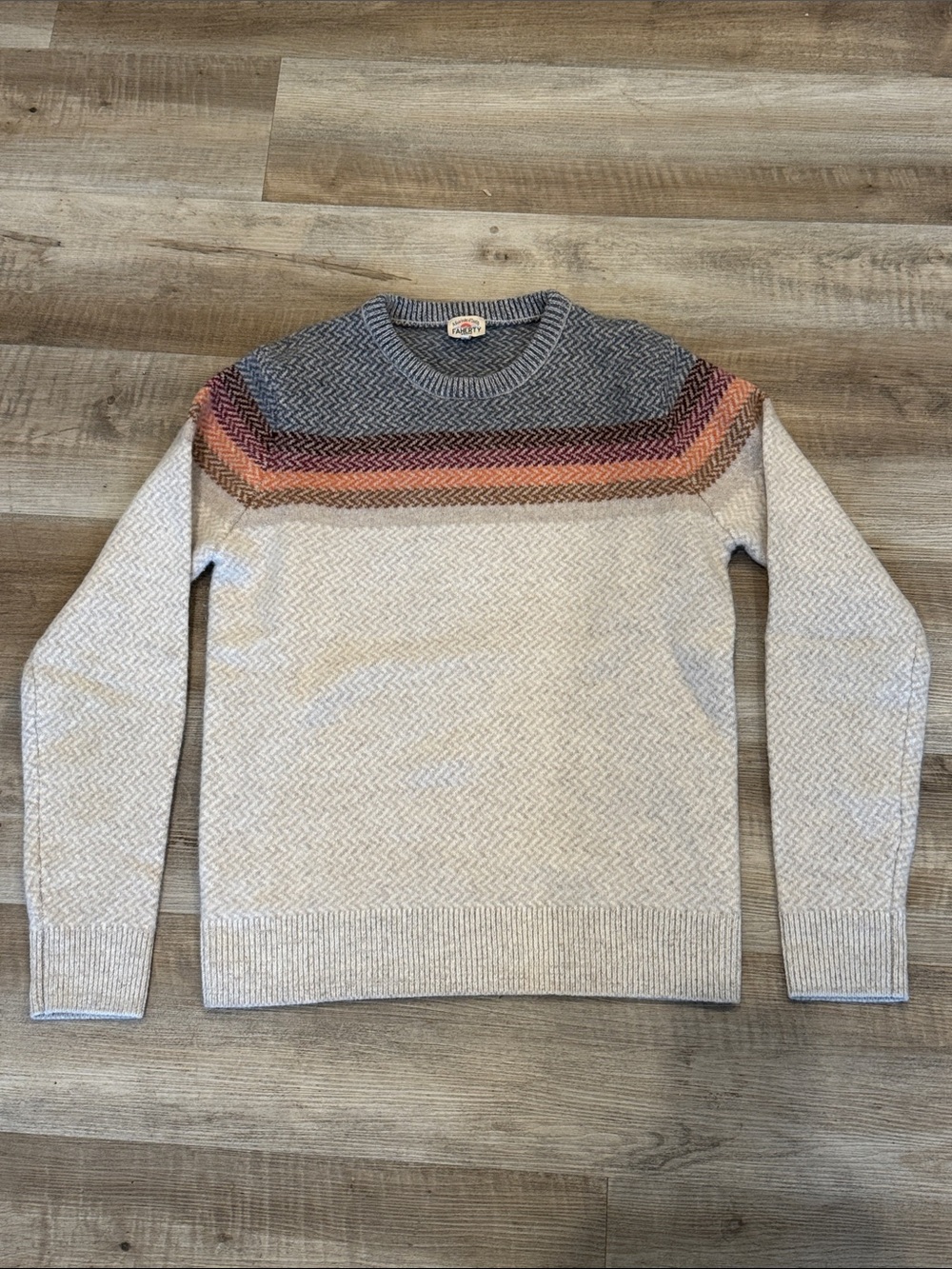 Faherty Donegal Ombre Crewneck Desert Sunset Ombré Herringbone Knit Sweater - Picture 5 of 15